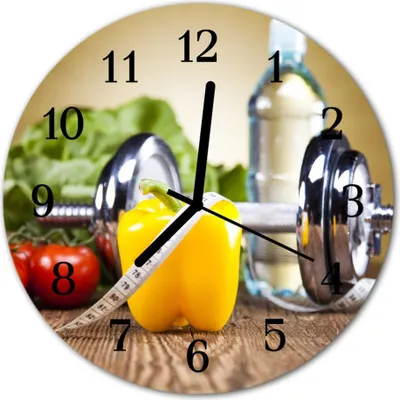 Produktbild von Glasuhr Wanduhr Küchenuhr Echt-Glas 30fi cm Paprika gelb