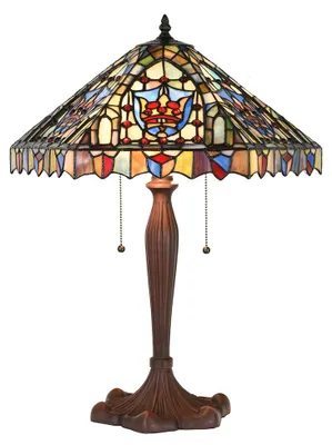 Image de Clayre & Eef Lampe de table Tiffany Ø 47x60 cm Beige Bleu Verre