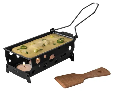 Produktbild von Boska Raclette 2 Personen Milano - Mini raclette für 2 Personen Teelichter - Robuste Kunststoff Griff mit Spachtel [Verleih Leckereien mit Geschmolzenem Käse oder Gegrilltem Gemüse]