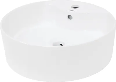 Produktbild von LuxeBath Waschbecken Aufsatzwaschbecken Rund, Ø 46x15,5 cm, Weiß, aus Keramik