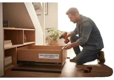 Obrázok produktu pre Koľajnice na zásuvky, s plným výsuvom, nosnosť 117 kg, čierna farba