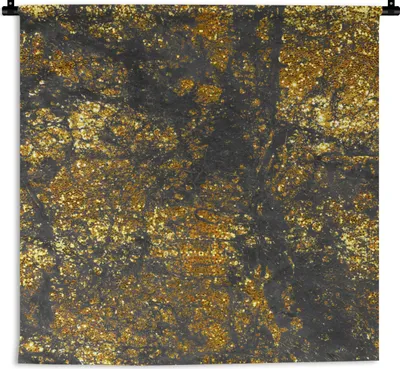 Produktbild von MuchoWow® Wandteppich Wandbehang Marmor - Gold - Glitter - Schwarz 60x60 cm Tapisserie Dekoration Wandtuch - Dekorationen - Wand Decke