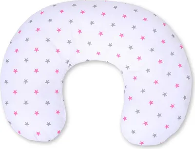 Immagine prodotto di Cuscino per l'allattamento rimovibile a forma di fagiolo - stelle grigie e rosa