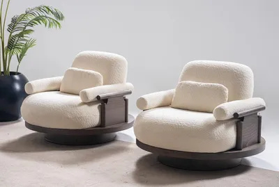Immagine prodotto di Soggiorno beige 2 poltrone imbottite Elegante poltrona in tessuto a un posto