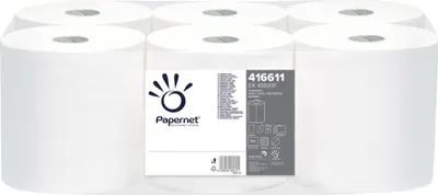 Immagine prodotto di Rotolo asciugamani Papernet 416611 bianco a 1 velo 750 fogli 6 rotoli/confezione.