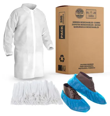 Schutzset: 100 Mützen, 100 Überschuhe, 100 Jacken, 100 Handschuhe