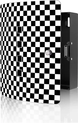 Produktbild von banjado Design Schlüsselkasten aus Edelstahl für 10 Schlüssel, Schlüsselschrank 24 x 21,5 x 7cm groß mit Magnetverschluss,  Karo Schwarz [BWSK 10608]