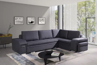 Produktbild von AX LIVING Schlafsofa grau Adrane XXL Sofa in L Form mit Bettkasten R