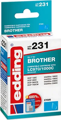 Produktbild von edding Tintenpatrone EDD-231 Cyan Brother LC970+1000