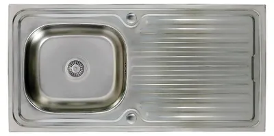 Produktbild von Edelstahlspüle Einbauspüle mit 1 Becken und Abtropffläche, Silber, Edelstahl, 76 x 43,5 cm, Rechteckig, Aufbauspüle Küchenspüle