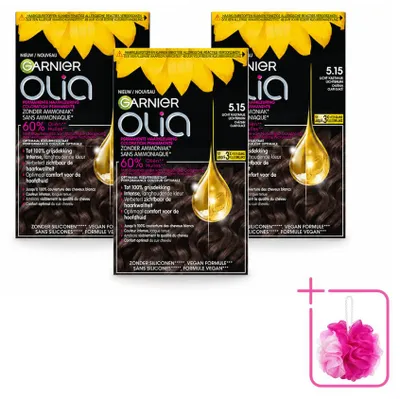 Productafbeelding van 3 x Garnier Olia haarkleuring 5.15 - Kastanjebruin - Zonder ammonia - Voordeelpakket - 3 stuks