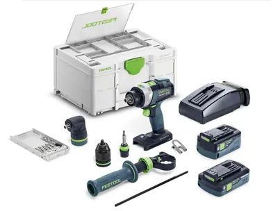 Image de Perceuse-visseuse à percussion 18V QUADRIVE TPC 18/4 5,0/4,0 I-Set avec 2x batteries + chargeur en coffret Systainer³ DF M 187 - FESTOOL - 577621