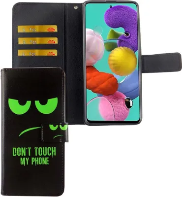 Zdjęcie produktu dla Etui na telefon Samsung Galaxy A71 z klapką i kieszenią na kartę Nie dotykaj mojego telefonu