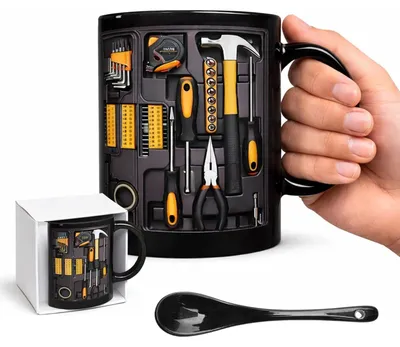 Werkzeugbecher 350 ml schwarze Keramik Kaffeetasse mit Henkel