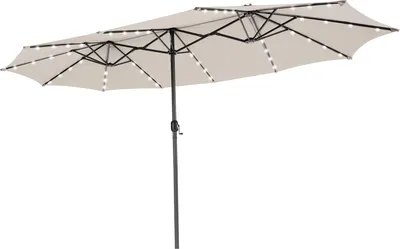 Immagine prodotto di COSTWAY Ombrellone doppio 450x260cm con LED solari e manovella, ombrellone da giardino UPF 50+ Beige