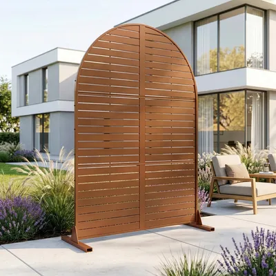 Produktbild von Trennwand ‘Nodepp’ Rundbogenform 180 x 90 cm indoor outdoor wetterfest Stahl Braun