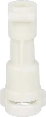 A white plastic hose connector for a Saeco coffee machine.