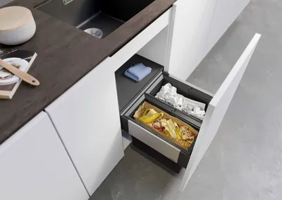 Zdjęcie produktu dla BLANCO 526200 SELECT II 45/2 system odpływowy 32 (2x16) litrów do szafki o szerokości 45 cm / podłączenie z przodu