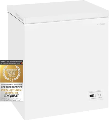 Produktbild von Exquisit Gefriertruhe GT150-E-041E weiss | Nutzinhalt: 142 L | 4*-Gefrieren | Schnell-Gefrierfunktion | Standgerät