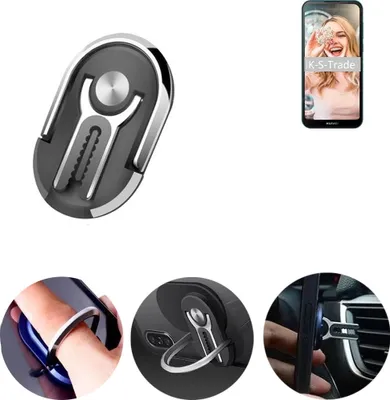 Produktbild von K-S-Trade 3in1 Smartphone-Ring Handy-Ring kompatibel mit Xiaomi Redmi Note 7 Fingerhalterung  Handyring Tischständer Lüftungsgitter-Halterung Tisch
