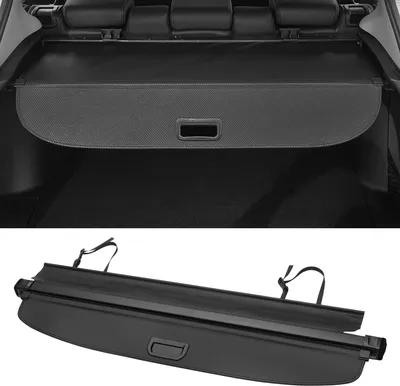 Produktbild von Auto ausziehbare Kofferraumabdeckung für Infiniti QX50 2019-2024 Heckkofferraumablage Gepäcksicherheitsschutzschirm, Leinwand, Schwarz Carbonfaser