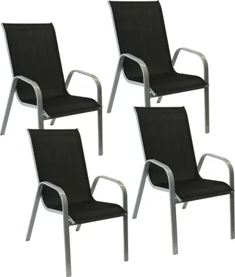 Produktbild von 4erSet Stühle MARBELLA aus schwarzem Textilene - grauem Aluminium