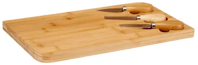 Bamboo-Schneidebrett-Set, 4-teilig, 19x34 cm, mit 3 Utensilien