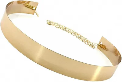 Produktbild von Ulalaza Womens Full Metal Sleek Spiegelplatte Bund Gürtel Kette Kleid dekoriert