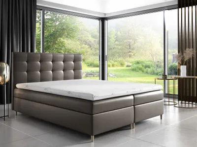 Produktbild von Boxspringbett Schlafzimmerbett ARVID 120x200cm Kunstleder Grau