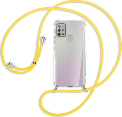 Produktbild von Handykette Backcover-Schutzhülle mit Band (Metall silberfarben) für Motorola Moto G10 (Power), G20, G30 - gelb