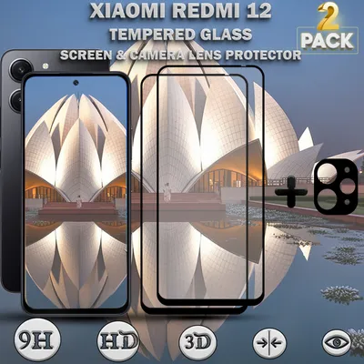 Produktbild von 2-Pack Xiaomi Redmi 12 Displayschutzfolie und 1-Pack Objektivschutz aus 9H gehärtetem Glas