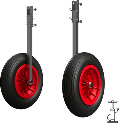 Immagine prodotto di Coppia ruote di poppa ruote di lancio per gommoni pieghevole acciaio inox SUPROD ET350-LU, nero/rosso