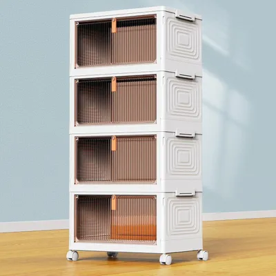 4er-Set Aufbewahrungsboxen mit Deckel, 92 l, Kunststoff, stapelbar