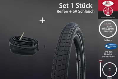 Produktbild von 27.5 Zoll SCHWALBE Moto Reifen 27.5x2.4 Reflex 62-584 Set Schlauch SV