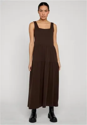 Image de Robe d'été Urban Classics pour femme, longueur 7/8, à volants, marron - L