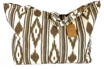 Immagine prodotto di Borsa da spiaggia grande XXL, per tutta la famiglia, 40 L - in stile mediterraneo - borsa da shopping da donna, grande, in tessuto, con fodera interna - Marrone, 65 x 40 cm