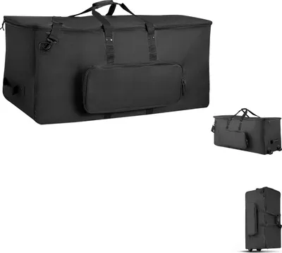 Zdjęcie produktu dla Torba na perkusję SucceBuy z kółkami, 1010 x 510 x 440 mm, 6 wyjmowanych przegródek, 3 kieszenie zewnętrzne, wodoodporna i wyściełana, idealna do bezpiecznego transportu sprzętu i instrumentów