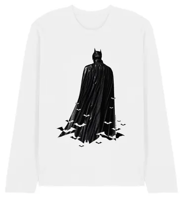 Image de T-shirt Batman, coupe unie, manches longues, modèle TV41156 (taille L), couleur blanche