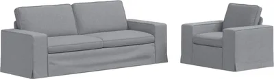 Immagine prodotto di vidaXL Set di divani, 2 pezzi, grigio chiaro, tessuto