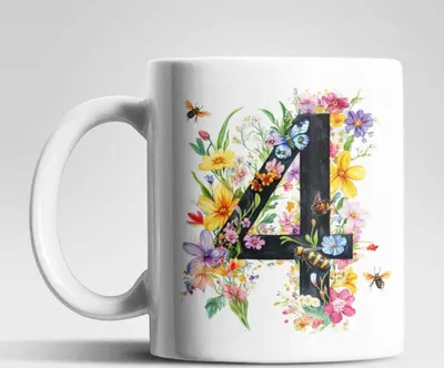 Produktbild von Name A bis Z und 0 bis 9 Blumen Bienen Kaffeetasse Teetasse Tasse Geschenkidee – 4
