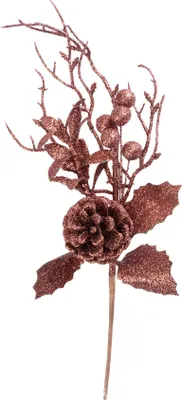 Produktbild von Zweig MagicHome Weihnachten, mit Beeren und Zapfen, golden, 30 cm
