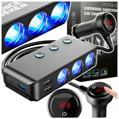 Produktbild von Universal Kfz Ladeadapter Verteiler 3x USB USB-C 120W
