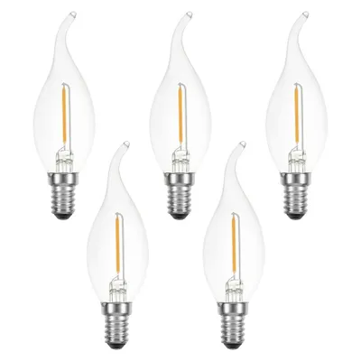 Produktbild von 5 x LED Filament Leuchtmittel Windstoß Kerze 1W = 15W E14 klar 822 extra warmweiß 2200K