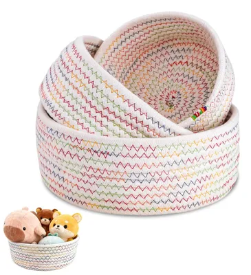 Image de Lot de 3 paniers de rangement en coton tressé