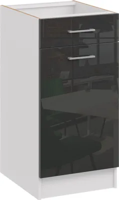 Produktbild von Roe Furniture | Küchenunterschrank 40 cm - Schwarz – Schwarz Glänzend - 1 Schubladen - 1 Tür - Ohne Arbeitsplatte - Unterschränke Küche - Küche - DS41