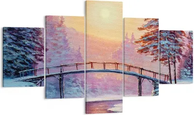 Produktbild von Bild auf Leinwand - Leinwandbild - Park Winter Brücke - 125x70cm - Wand Bild - Wanddeko - Leinwanddruck - Bilder - Kunstdruck - Wanddekoration - Leinwand bilder - Wandkunst - EA125x70-3988