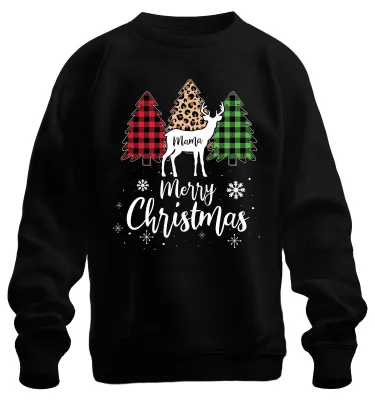 Produktbild von Merry Christmas Mama Rentier Kariert - Weihnachten Sweatshirt Pullover, Schwarz, L