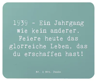 Produktbild von Mr. & Mrs. Panda Mouse Pad Spruch 1939 Geburtstag - Meeresbrise - Geschenk, Mauspad, Mousepad, Durchhaltevermögen, laptop, Geburtstagsgeschenk, feiern, Lebensfreude, pc