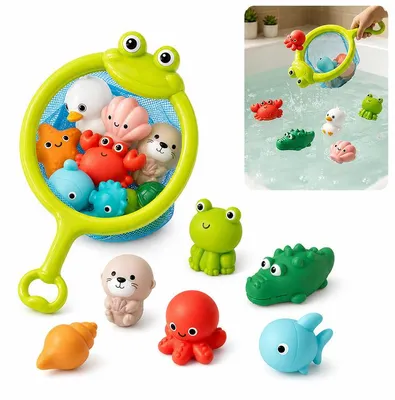 Produktbild von Baby Badespielzeug ohne Loch, 13-teiliges Wasserspielzeug Set für Badewanne, Pool und Wasserspaß ab 1 Jahr