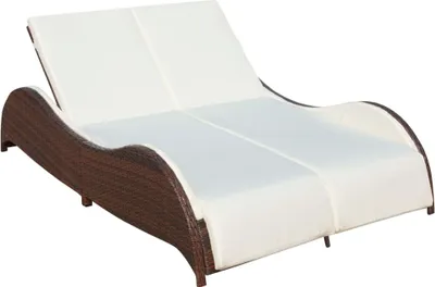Produktbild von Doppel-Sonnenliege mit Auflage Poly Rattan Braun